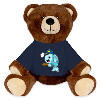 Fisch Polizist Schlagstock Polizei - MiniFeet® RecycelBär® Braun - French Navy - Vorne
