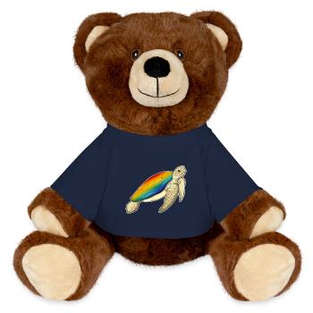 Turtle Rainbow - MiniFeet® RecycelBär® Teddy Bear Brown - french navy - Front