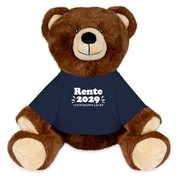 Rente 2029 Ruhestand Rentner Renteneintritt - MiniFeet® RecycelBär® Braun - French Navy - Vorne