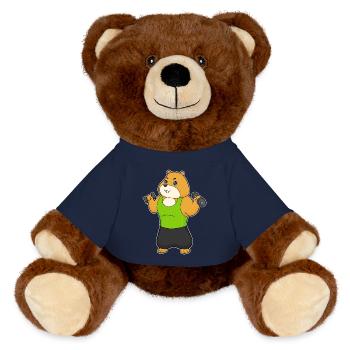 Hamster Bodybuilder Hanteln Bodybuilding - MiniFeet® RecycelBär® Braun - French Navy - Vorne
