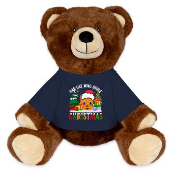 The cat who stole christmas for Cat Lovers - MiniFeet® RecycelBär® Teddy Bear Brown - french navy - Front