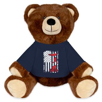 Patriotic triathlete - MiniFeet® RecycelBär® Teddy Bear Brown - french navy - Front