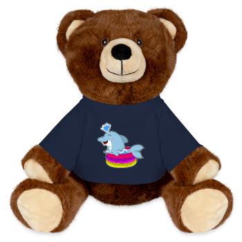 Dolphin Swimming Pool Summer - MiniFeet® RecycelBär® Teddy Bear Brown - french navy - Front