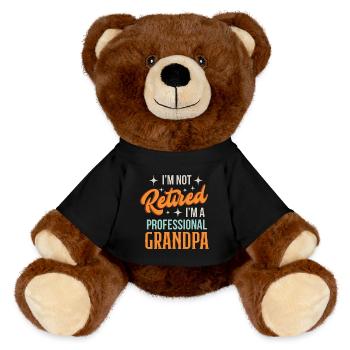 I'm not a pensioner, professional grandpa - MiniFeet® RecycelBär® Teddy Bear Brown - black - Front