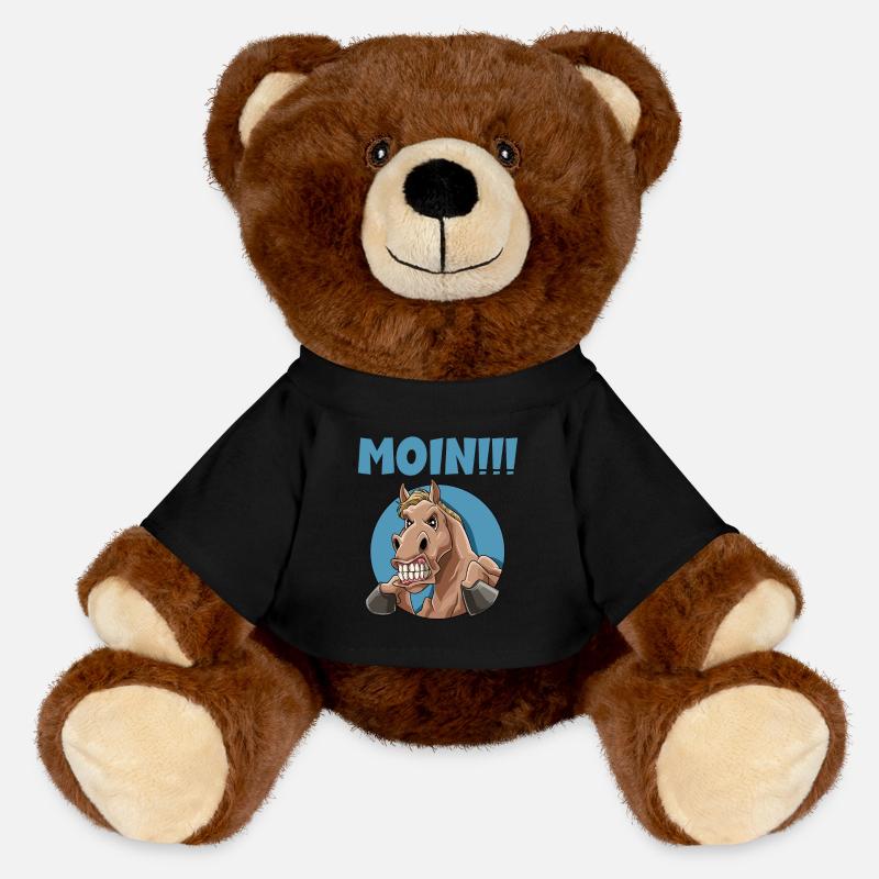Pferd sagt wütend Moin - MiniFeet® RecycelBär® Braun - Schwarz