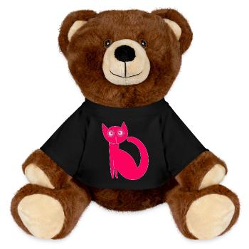 Chat mignon, chat drôle, original, naïf, rose - Nounours RecycelBär® marron - noir - Devant