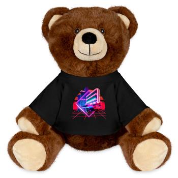 Retro Wave Sportwagen 80s Skyline Vaporwave - MiniFeet® RecycelBär® Braun - Schwarz - Vorne