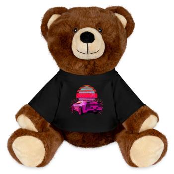 Sportwagen Retro Wave Sunset Vaporwave - MiniFeet® RecycelBär® Braun - Schwarz - Vorne