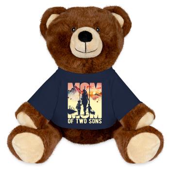 Mutter mit zwei Söhnen Muttertag Berge Mama Kind - MiniFeet® RecycelBär® Braun - French Navy - Vorne