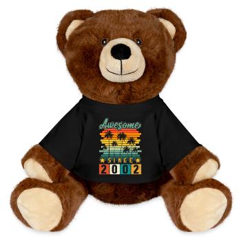2002 Born Birthday Year of birth vintage - MiniFeet® RecycelBär® Teddy Bear Brown - black - Front