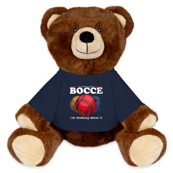 Boccia Bocce | Bocciaspieler Boulesport Geschenk - MiniFeet® RecycelBär® Braun - French Navy - Vorne