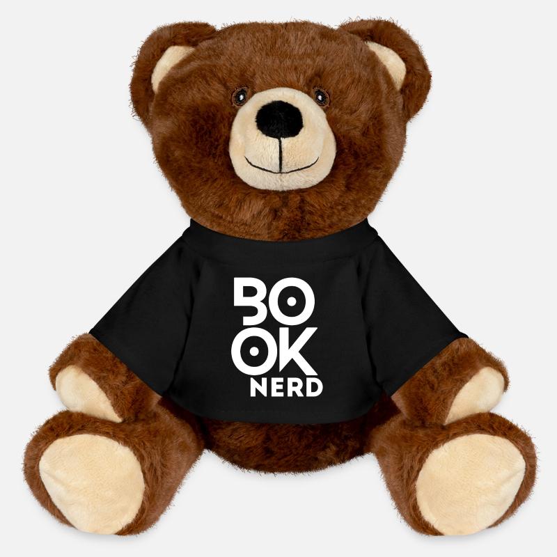 Funny Reading Book Nerd - MiniFeet® RecycelBär® Teddy Bear Brown - black
