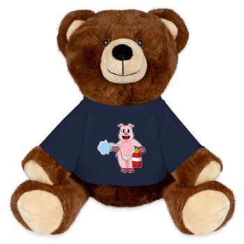 Pig Firefighter Fire Hose Fire Hose Fire Brigade - MiniFeet® RecycelBär® Teddy Bear Brown - french navy - Front