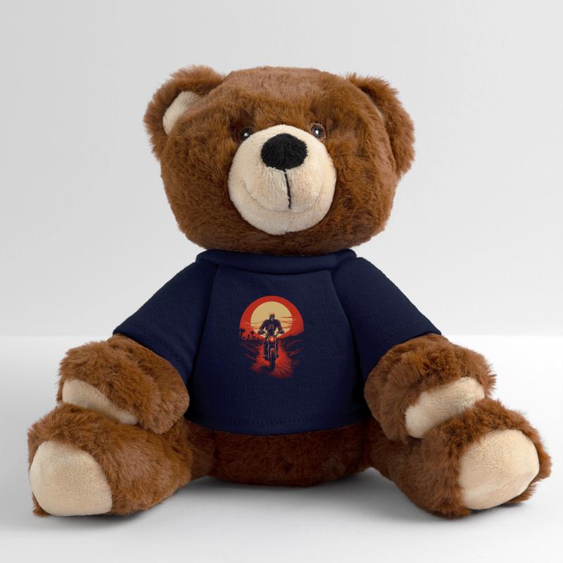Skeleton on motorcycle in gloomy sunset MiniFeet® RecycelBär® Teddy Bear Brown