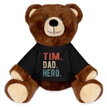 Tim Dad Hero - MiniFeet® RecycelBär® Teddy Bear Brown - black - Front