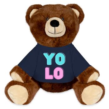 Cool Candy YOLO Design - MiniFeet® RecycelBär® Teddy Bear Brown - french navy - Front