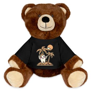 Heureux sur une île déserte - Nounours RecycelBär® marron - noir - Devant