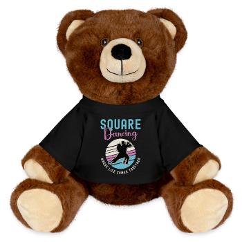 Square Dancing Where Life Comes Couple Dance Lover - MiniFeet® RecycelBär® Teddy Bear Brown - black - Front