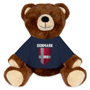 Flag of Denmark, Danish pride - MiniFeet® RecycelBär® Teddy Bear Brown - french navy - Front