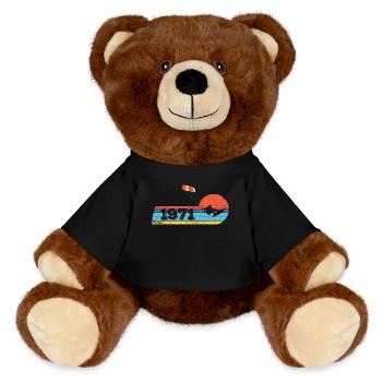 Kitesurfing Birthday Born in 1971 - MiniFeet® RecycelBär® Teddy Bear Brown - black - Front