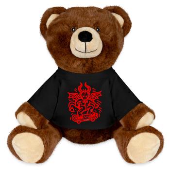 Devil Red - MiniFeet® RecycelBär® Teddy Bear Brown - black - Front