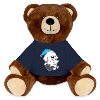 Sleeping, Tiredness, Dog - MiniFeet® RecycelBär® Teddy Bear Brown - french navy - Front