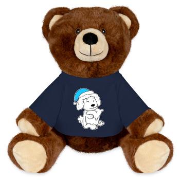 Poodle Sleeping Tiredness Dog - MiniFeet® RecycelBär® Teddy Bear Brown - french navy - Front