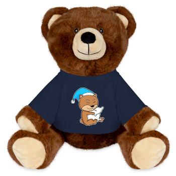 Shiba Inu Sleeping Fatigue Dog - MiniFeet® RecycelBär® Teddy Bear Brown - french navy - Front