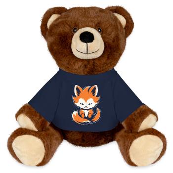 Kitsune Japanischer Little Fox Humor - MiniFeet® RecycelBär® Braun - French Navy - Vorne