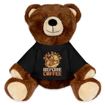 BMX Racer Before Coffee Bike Racing Coffee Lover - MiniFeet® RecycelBär® Teddy Bear Brown - black - Front