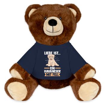 Hund Havaneser - MiniFeet® RecycelBär® Braun - French Navy - Vorne