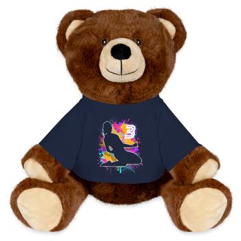 Soccer Woman Soccer 3rd Birthday - MiniFeet® RecycelBär® Teddy Bear Brown - french navy - Front