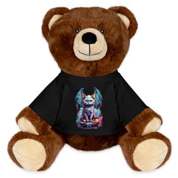 Pastell Goth Katze Dunkle Magie und Miau - MiniFeet® RecycelBär® Braun - Schwarz - Vorne
