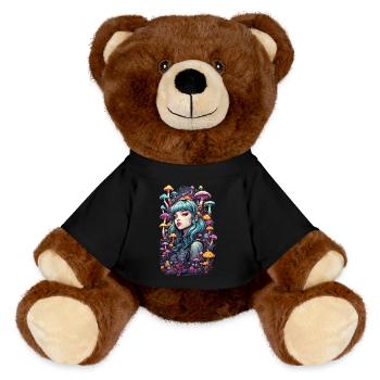 Festival des champignons Psy Trance Goa E-Girl Design - Nounours RecycelBär® marron - noir - Devant