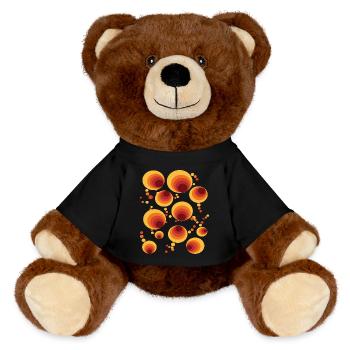 Abstract Polka Dots Circle Pattern - MiniFeet® RecycelBär® Teddy Bear Brown - black - Front