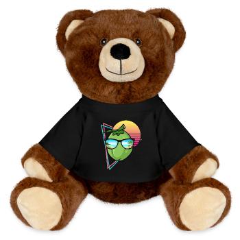 Retro Coconut Design - MiniFeet® RecycelBär® Teddy Bear Brown - black - Front