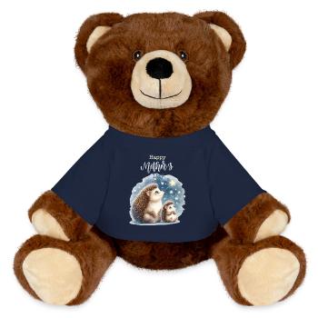 Muttertag Mama Igel Kind Mutter Geschenk Familie - MiniFeet® RecycelBär® Braun - French Navy - Vorne