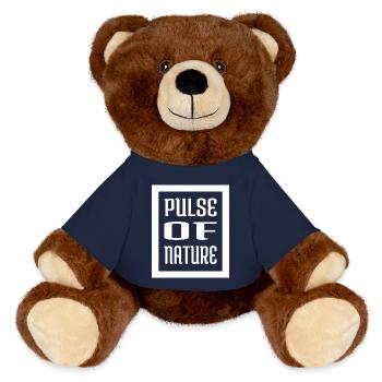 Soothing Heartbeat Heart Connection Statement Geek - MiniFeet® RecycelBär® Teddy Bear Brown - french navy - Front