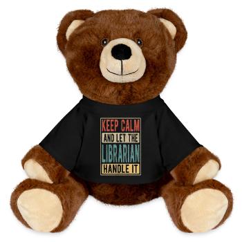 Librarian Retro Gift - MiniFeet® RecycelBär® Teddy Bear Brown - black - Front