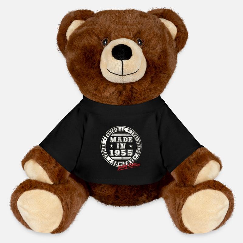 Retro Patch Vintage 1955 Birthday Gift - MiniFeet® RecycelBär® Teddy Bear Brown - black