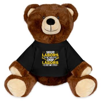 Skilled Labors are not Cheap Labor Day - MiniFeet® RecycelBär® Teddy Bear Brown - black - Front