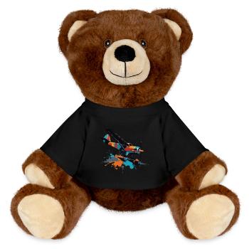 Modellflugzeug Pilot Flugzeug Hobby Flieger - MiniFeet® RecycelBär® Braun - Schwarz - Vorne