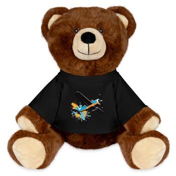 Model Airplane Pilot Airplane Hobby Design - MiniFeet® RecycelBär® Teddy Bear Brown - black - Front