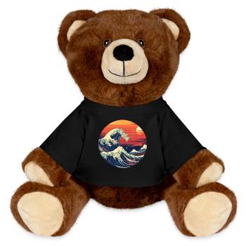 Große Welle The Great Wave Kanagawa - MiniFeet® RecycelBär® Teddy Bear Brown - black - Front