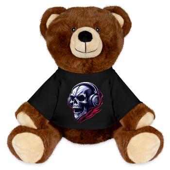 Skull Illustration - MiniFeet® RecycelBär® Teddy Bear Brown - black - Front