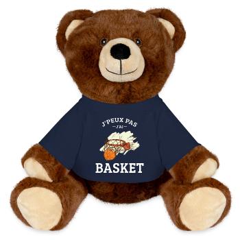 Je Peux pas j'ai Basket Basket-Ball Basketteur fan - Nounours RecycelBär® marron - bleu marine - Devant