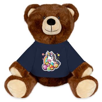 Einhorn Ostern für Kinder Regenbogen und Eier für - MiniFeet® RecycelBär® Braun - French Navy - Vorne