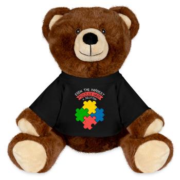 Even The Hardest Puzzles Have A Solution Piece Jig - MiniFeet® RecycelBär® Teddy Bear Brown - black - Front