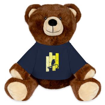 Canary in the shade - MiniFeet® RecycelBär® Teddy Bear Brown - french navy - Front
