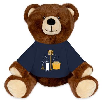 Humour faire le ménage - Nounours RecycelBär® marron - bleu marine - Devant